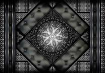 Fototapetas Artgeist Symmetrical Composition - Black Pattern In Oriental Pattern With Quilting NEW010927, 245 cm x 350 cm