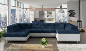 Kampinė sofa Letto Kronos 09, Soft 17, tamsiai mėlyna sp., kairinė, 202 x 340 cm x 90 cm