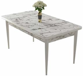Valgomojo stalas Kalune Design Nil, balta sp./marmuro sp., 110 cm x 71 cm x 76 cm