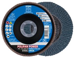 Žiedlapinis šlifavimo diskas Pferd Polifan Power Steelox PFC, 125 mm x 22.23 mm