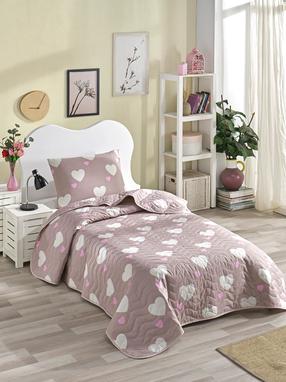 Покрывало Mijolnir Single Set Herz, белый цв./розовый цв., 160 см x 220 см