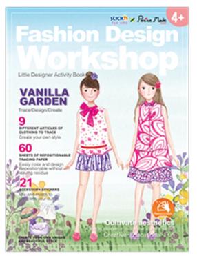 Radošā grāmata STICK´N Fashion Design Workshop Vanilla Garden, daudzkrāsaina