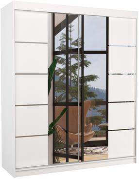 Spinta ADRK Traves, balta sp., 180 cm x 58 cm x 215 cm, su veidrodžiu