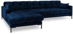 Stūra dīvāns Micadoni Home Mamaia Velvet, zila krās., kreisais, 293 x 185 cm x 75 cm