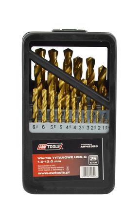 Metalo grąžtų rinkinys AWTools AW42325, metalas/plienui/plastikas, hss-g tin, cilindrinis, 1-13 mm x 15 cm