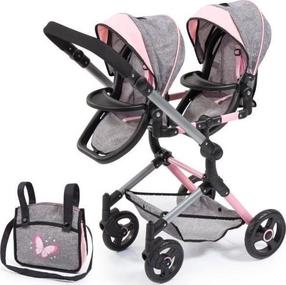 Коляска для кукол Bayer Twin Neo 26233AA, розовый цв./серый цв.