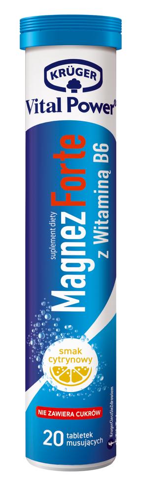 Toidulisand, magneesium forte koos b6-vitamiiniga Kruger Vital Powe, sidruni maitse, 84 g, 20 tk