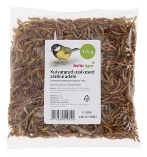 Žāvēti miltu tārpi Baltic Agro, savvaļas putniem, 0.125 kg