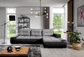 Kampinė sofa Ottavio Sawana 21, Soft 11, juoda sp./pilka sp., dešininė, 180 x 275 cm x 85 cm
