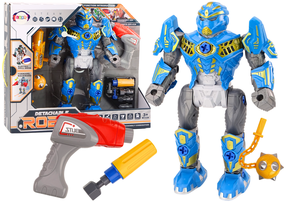 Rotaļu robots, ar piederumiem Lean Toys Detachable, 24 cm, zila krās.