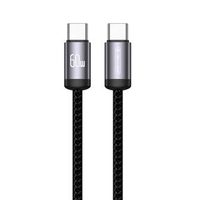 Kabelis Jellico B27 Woven Cotton, 2 x USB Type C, 100 cm, juoda sp., 60 W