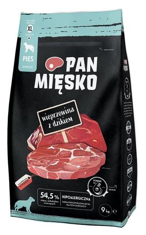 Sausas šunų maistas Pan Miesko XL, kiauliena/šernienos mėsa, 9 kg