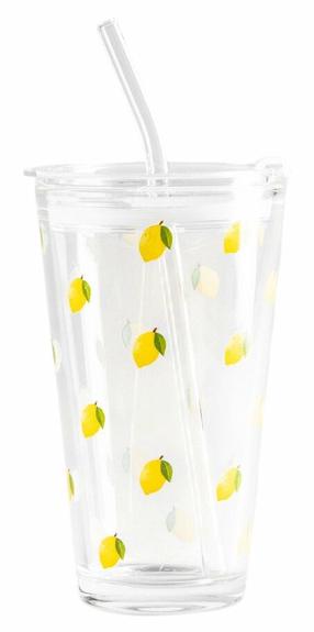 Stiklinė su šiaudeliu Homla Embo Summer, stiklas, 0.4 l
