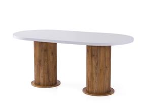 Valgomojo stalas Kalune Design Milas, ruda sp./balta sp., 180 cm x 90 cm x 77 cm