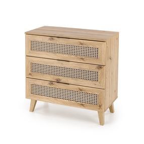Komoda Borneo KM-2, ąžuolo sp./juoda sp., 85 cm x 80 cm x 40 cm