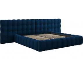 Lova dvigulė Micadoni Home Mamaia Velvet Double Headboard, 200 x 200 cm, mėlyna sp., be čiužinio, su grotelėmis