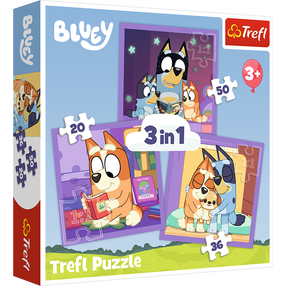 Пазл 3in1 Trefl Meet Bluey 34895, 19.5 см x 20 см, 106 шт., многоцветный