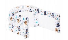 Защитный бортик Slim Bear & Fox, синий цв./коричневый цв./белый цв., 270 см x 38 см