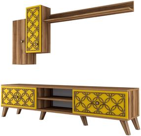 Sekcija Kalune Design Class S 845HCT3014, geltona sp./riešuto sp., 35 cm x 180 cm x 44 cm