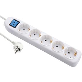 Pagarinātājs Electraline 62052, 3 m, 5 ligzdas, ar slēdzi, balta krās.