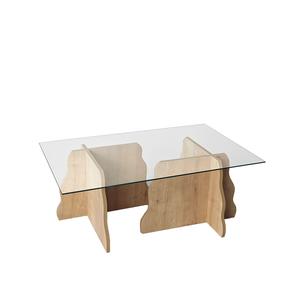Kavos staliukas Kalune Design Canyon, skaidri sp./sapphire oak sp., 105 cm x 65 cm x 40 cm