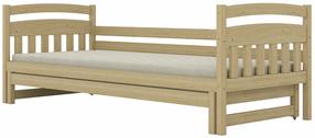 Vaikiška lova su ištraukiama papildoma lova Kocot Kids Tosia, lakuota mediena sp., 90 x 200 cm, be patalynės dėžės, su čiužiniu