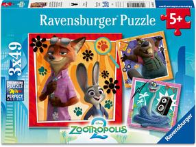 Dėlionė 3in1 Ravensburger Zootopia 2 12004369, 21 cm x 21 cm, 147 vnt., įvairių spalvų