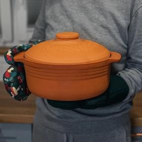 Keramiskais cepamais trauks, ar vāku Browin 770612, māla krās., 31 cm x 27 cm, 4 l