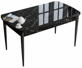 Valgomojo stalas išskleidžiamas Kalune Design Han, juoda sp./marmuro sp., 114 - 144 cm x 70 cm x 78 cm
