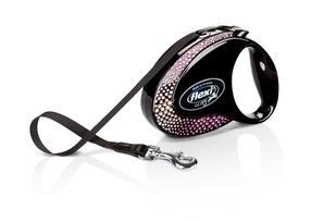 Automātiskā pavada Flexi Glam 3588, melna krās./rozā krās., S