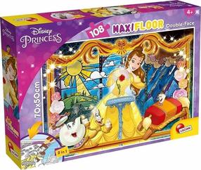 Pusle Lisciani Maxi Floor Disney Princess Double-Face 304-91775, 70 cm x 50 cm, 108 tk, mitmevärviline