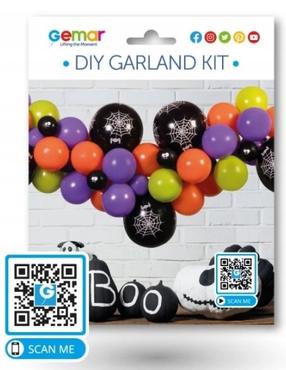 Balionų rinkinys ovalūs/apvalus Gemar Halloween DIY Garland Kit, juoda sp./žalia sp./oranžinė sp., 65 vnt.