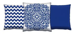 Dekoratyvinė pagalvėlė Mioli Decor Set, mėlyna sp./balta sp., 43 cm x 43 cm, 3 vnt.