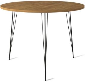 Galds Kalune Design Sandalf, ozola krās./melns krās., 90 cm x 90 cm x 75 cm