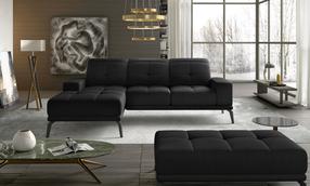 Mēbeļu komplekts Torrense & Pouf Left Mat Velvet 99, iekštelpu, melna krās.
