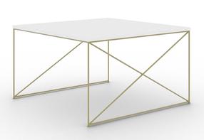 Kavos staliukas ADRK Nelia, aukso sp./balta sp., 75 cm x 75 cm x 43 cm