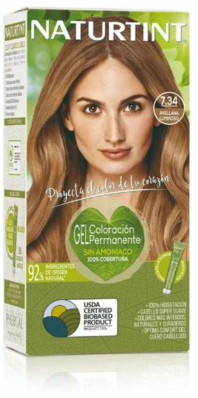 Plaukų dažai Naturtint Colour Gel, luminous hazelnut sp., 7.34, 170 ml