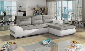 Kampinė sofa Ottavio Berlin 01, Soft 17, balta sp./pilka sp., dešininė, 180 x 275 cm x 85 cm