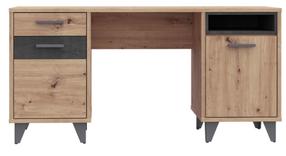 Rašomasis stalas su spintele Forte RVXB221-C772, 150 cm x 60 cm, 74.1 cm, ąžuolo sp./tamsiai pilka sp.