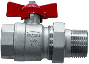 Ventilis Invena DN 25, rutulinis, šildymo sistemoms, 1 colis - išorinis sriegis, 1 colis - vidinis sriegis