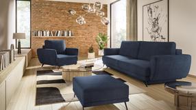 Baldų komplektas Megis 3F & 1F & Pouf, vidaus, tamsiai mėlyna sp.