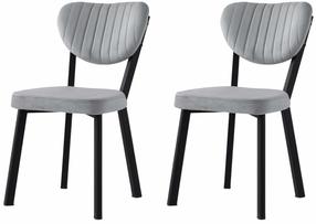 Kėdžių rinkinys Kalune Design Beta 851 V2 974NMB1849, matinė, juoda sp./šviesiai pilka sp., 57 cm x 46 cm x 86 cm, 2 vnt.