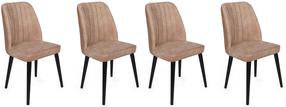 Kėdžių rinkinys Kalune Design Alfa 433 V4 974NMB1555, matinė, juoda sp./smėlio sp., 49 cm x 50 cm x 90 cm, 4 vnt.