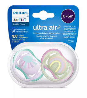 Соска Philips Avent Ultra Air, 0 мес., желтый цв./зеленый цв./розовый цв.