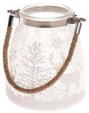 Žibintas 4Living Winter Deer, stiklas, 15 cm, skaidri