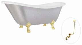 Vann, teisaldatav Besco Otylia Glam, 160 cm x 77 cm x 69.5 cm, ovaalne, kuldne v./valge v.