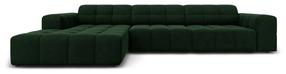 Kampinė sofa Micadoni Home Jennifer Velvet, tamsiai žalia sp., kairinė, 284 x 166 cm x 70 cm