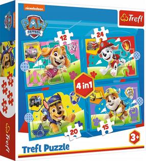 Пазл 4in1 Trefl Paw Patrol Running Pupies 34628, 20.5 см x 28.5 см, 71 шт., многоцветный