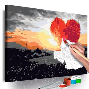 Glezna pēc numuriem Artgeist Heart-Shaped Tree (Sunrise) MA_0125, daudzkrāsaina, 60 x 40 cm