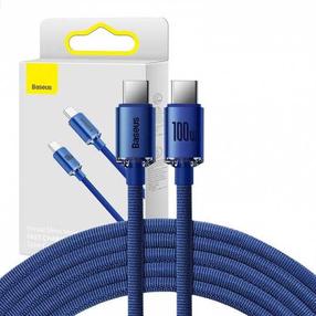 Kaabel Baseus CAJY000603, 2 x USB Type C, 120 cm, sinine v., 100 W